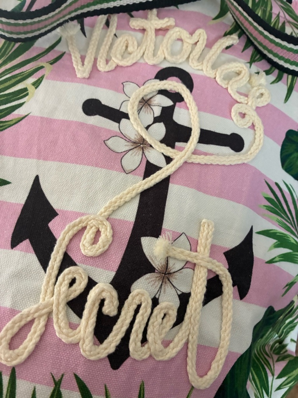 Victoria's Secret Pink & Green Tropical Stripe Tote - Picture 8 of 8